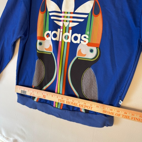 Adidas Originals Farm Rio Toucan Blue Graphic Sweatshirt Womens Large L - Picture 3 of 9